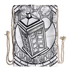 Bad Wolf Tardis Art Drawing Doctor Who Drawstring Bag (large) by Sudhe