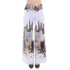 Hong Kong Skyline Watercolor Painting Poster So Vintage Palazzo Pants by Sudhe