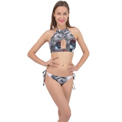 Lion King Head Cross Front Halter Bikini Set by Sudhe