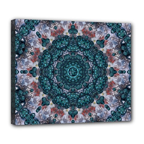 Marbels Glass And Paint Love Mandala Decorative Deluxe Canvas 24  X 20  (stretched) by pepitasart