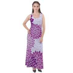 Purple Dahlias Design Sleeveless Velour Maxi Dress by WensdaiAmbrose