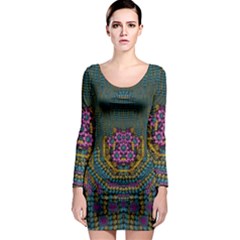 The  Only Way To Freedom And Dignity Ornate Long Sleeve Bodycon Dress by pepitasart