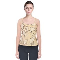 Katsushika Hokusai, Egrets From Quick Lessons In Simplified Drawing Velvet Spaghetti Strap Top by Valentinaart