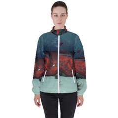 Awesome Mechanical Whale In The Deep Ocean Women s High Neck Windbreaker by FantasyWorld7