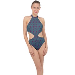 Lovely Ornate Hearts Of Love Halter Side Cut Swimsuit by pepitasart