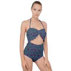 Lovely Ornate Hearts Of Love Scallop Top Cut Out Swimsuit by pepitasart