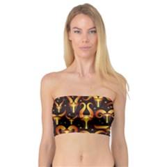 Stylised Horns Black Pattern Bandeau Top by HermanTelo