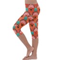 Background Floral Pattern Red Kids  Lightweight Velour Capri Leggings  View2