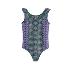 Decorative Juwel And Pearls Ornate Kids  Frill Swimsuit by pepitasart