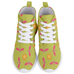 Dragonfly Sun Flower Seamlessly Women s Lightweight High Top Sneakers by HermanTelo
