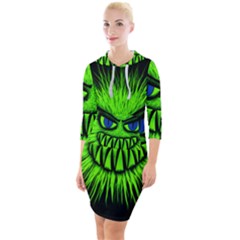 Monster Green Evil Common Quarter Sleeve Hood Bodycon Dress by HermanTelo