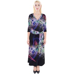 Particles Music Clef Wave Quarter Sleeve Wrap Maxi Dress by HermanTelo