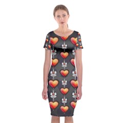 Love Heart Background Valentine Classic Short Sleeve Midi Dress by HermanTelo