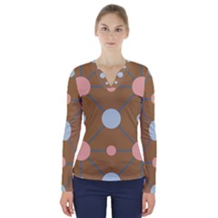 Planets Planet Around Rounds V-neck Long Sleeve Top by HermanTelo