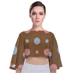 Planets Planet Around Rounds Tie Back Butterfly Sleeve Chiffon Top by HermanTelo