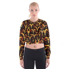 Stylised Horns Black Pattern Cropped Sweatshirt by HermanTelo