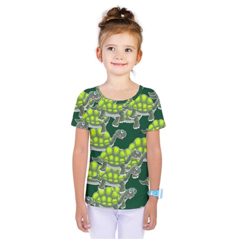 Seamless Turtle Green Kids  One Piece Tee by HermanTelo