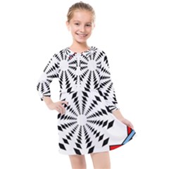 Star Illusion Mandala Kids  Quarter Sleeve Shirt Dress by HermanTelo