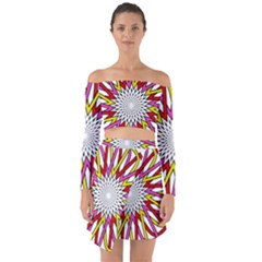 Sun Abstract Mandala Off Shoulder Top With Skirt Set by HermanTelo