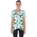 Sloth Aqua Blue Cute Cartoon Tile Green Cut Out Side Drop Tee View1