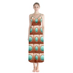 Abstract Circle Square Button Up Chiffon Maxi Dress by HermanTelo