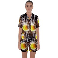 Abstract Exploding Design Satin Short Sleeve Pyjamas Set by HermanTelo