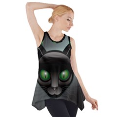 Green Eyes Kitty Cat Side Drop Tank Tunic by HermanTelo