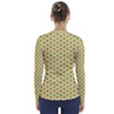 Hexagonal Pattern Unidirectional Yellow V-Neck Long Sleeve Top View2