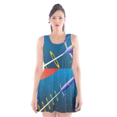 Rocket Spaceship Space Galaxy Scoop Neck Skater Dress by HermanTelo