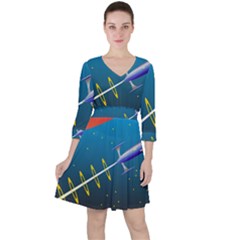 Rocket Spaceship Space Galaxy Ruffle Dress by HermanTelo