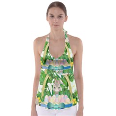 Graphic Easter Easter Basket Spring Babydoll Tankini Top by Pakrebo