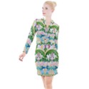 Graphic Easter Easter Basket Spring Button Long Sleeve Dress View1