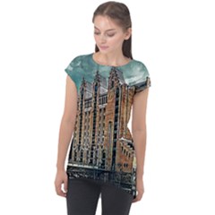 Architecture City Building Travel Cap Sleeve High Low Top by Pakrebo