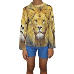 Lion Lioness Wildlife Hunter Kids  Long Sleeve Swimwear by Pakrebo