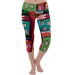 Houses Handmade Cultural Capri Yoga Leggings by Pakrebo