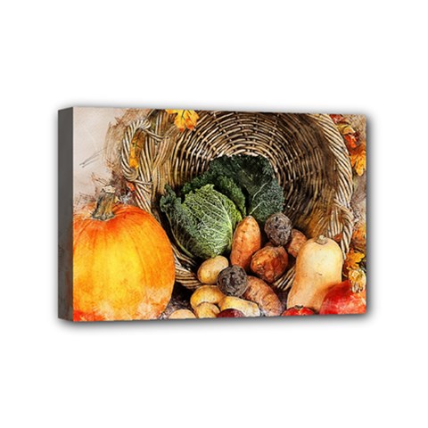 Pumpkin Vegetables Autumn Mini Canvas 6  X 4  (stretched) by Pakrebo