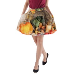 Pumpkin Vegetables Autumn A-line Pocket Skirt by Pakrebo