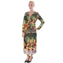 Pumpkin Vegetables Autumn Velvet Maxi Wrap Dress by Pakrebo
