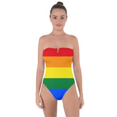 Lgbt Rainbow Pride Flag Tie Back One Piece Swimsuit by lgbtnation