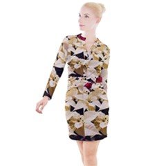 Christmas Poinsettia Decoration Button Long Sleeve Dress by Pakrebo