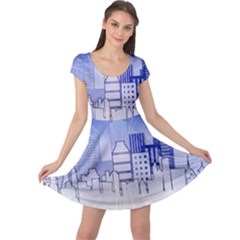 City Architecture Building Skyline Cap Sleeve Dress by Pakrebo