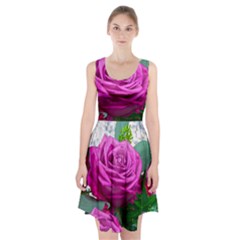 Rose Pink Purple Flower Bouquet Racerback Midi Dress by Pakrebo