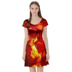 Bernstein Burning Stone Gem Short Sleeve Skater Dress by Pakrebo