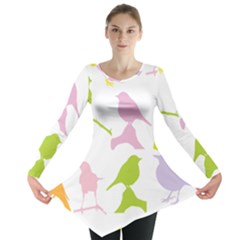 Birds Colourful Background Long Sleeve Tunic  by HermanTelo