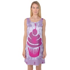 Cupcake Food Purple Dessert Baked Sleeveless Satin Nightdress by HermanTelo