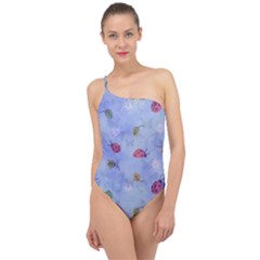 Ladybug Blue Nature Classic One Shoulder Swimsuit by HermanTelo