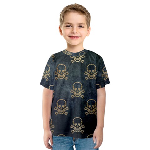 Golden Glitter Skeleton Gothic Kids  Sport Mesh Tee by HermanTelo