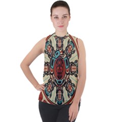 Grateful Dead Pacific Northwest Cover Mock Neck Chiffon Sleeveless Top by Sapixe