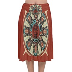 Grateful Dead Pacific Northwest Cover Velvet Flared Midi Skirt by Sapixe