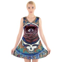 Grateful Dead Ahead Of Their Time V-neck Sleeveless Dress by Sapixe